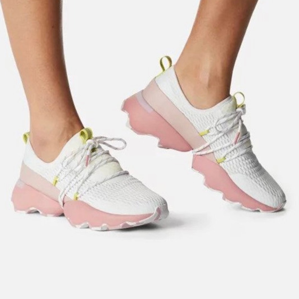 White & Eraser Pink Kinetic Impact Lace Sneakers-Women